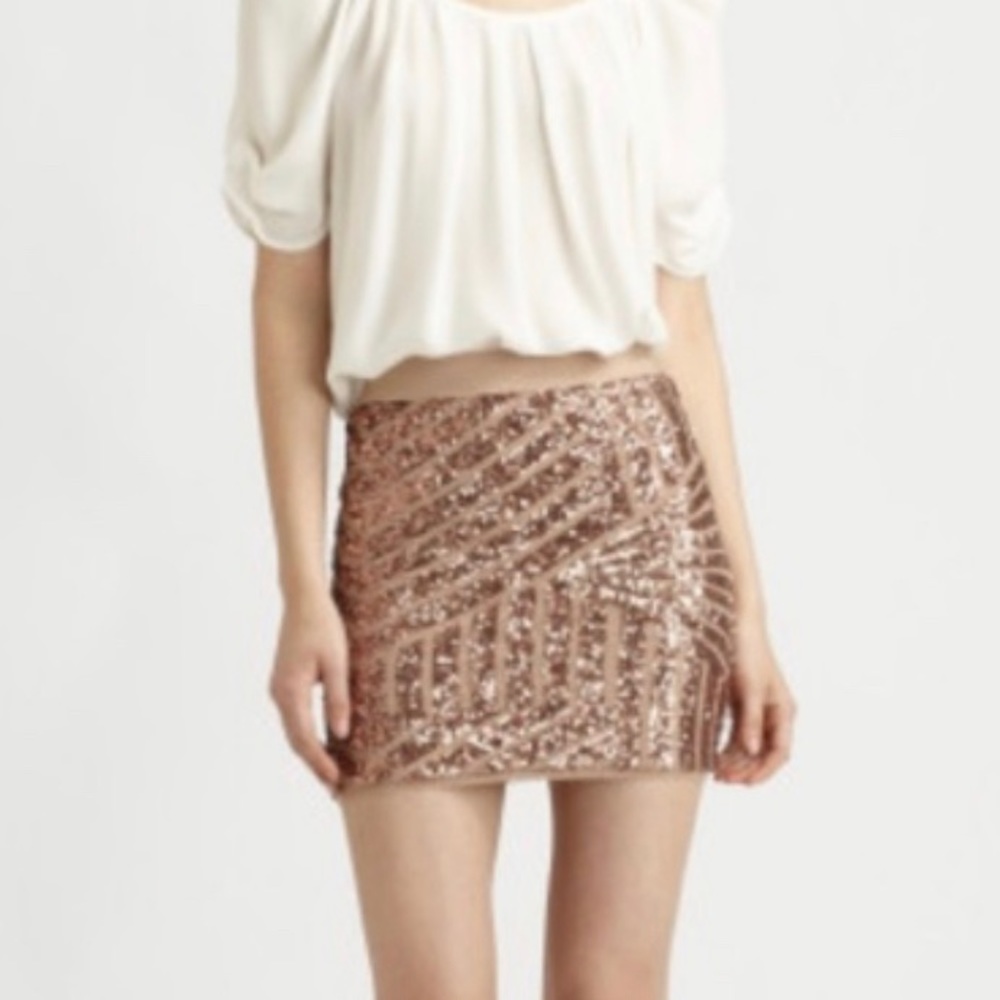 NWT BCBGMAXAZRIA Pink Sequin Mini Skirt